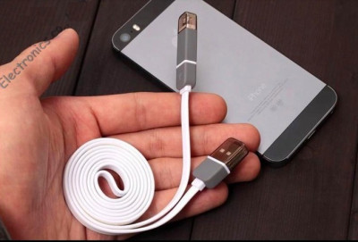 Други USB кабели USB кабел 2 в 1 за Apple Iphone 5/5s/5c/6/6 plus /Samsung/ Alcatel/ HTC/ Huawei / Motorola/ Nokia и други бял 